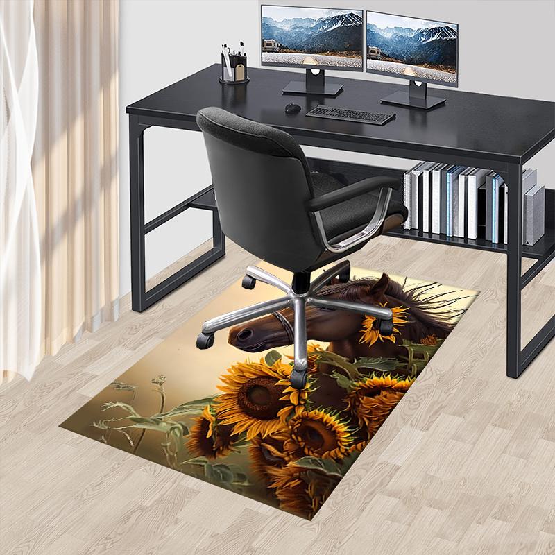 Sunflower Chair Mat: Office Carpet, Oversized Rug for Home Decor, Sofa Mat, Desk Pad Gift Suitable for Bedroom, Living Room, Various Rooms