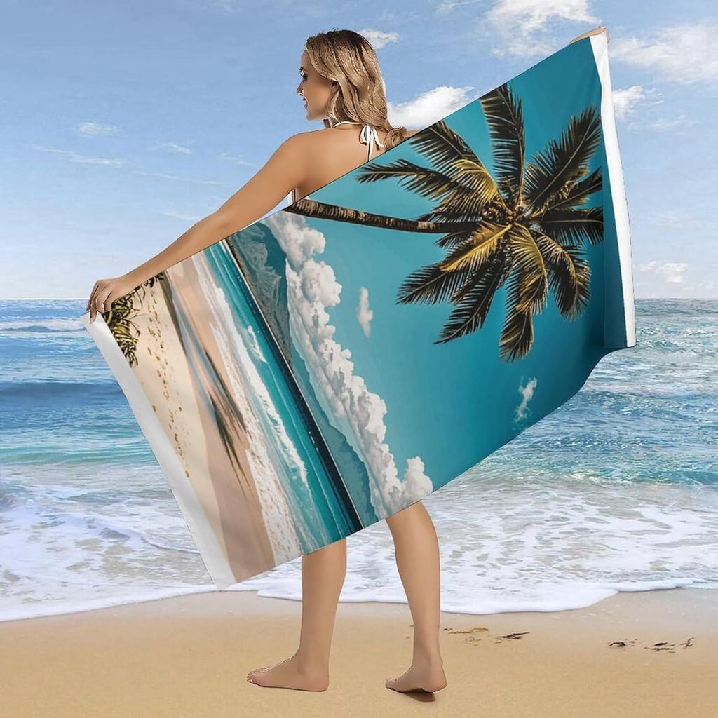 1PC Beach Towel Coconut Tree for Family Friends Gifts Towel Quick-Dry Beach Towel For Yoga Tourism Beach GYM Camping Swimming