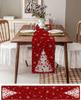Merry Christmas Tree Snowflake Linen Table Runner Party Decor Winter Xmas Ball Kitchen Dining Table Runners Christmas Decoration