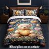 Teddy Bear Theme Custom Text Or Name 3Pcs Bedding Set,1 Flat Sheet & 2 Pillowcases Personalized Home Bedding