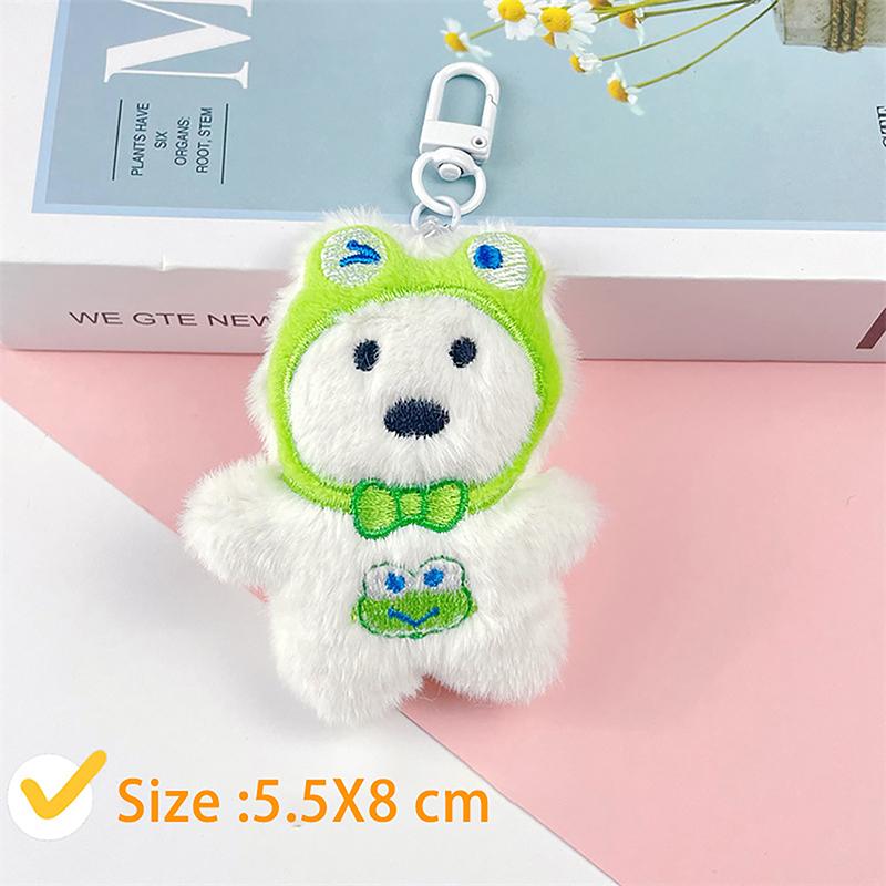 Cartoon  West Highland Puppy Plush Doll Headset Puppy Keychain Bag Pendant Charms Car Keyring Accessories For Women Kids Gift