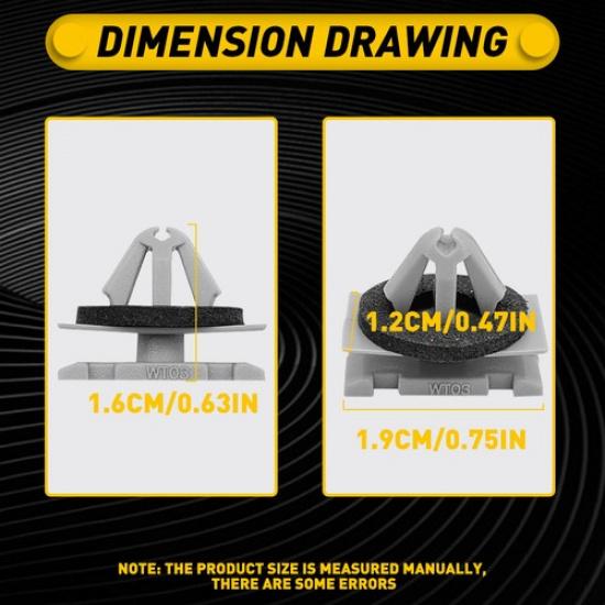 Panel 100x Moulding Rocker Set Trim Clip Exterior for 19352782 Hole Into 9mm