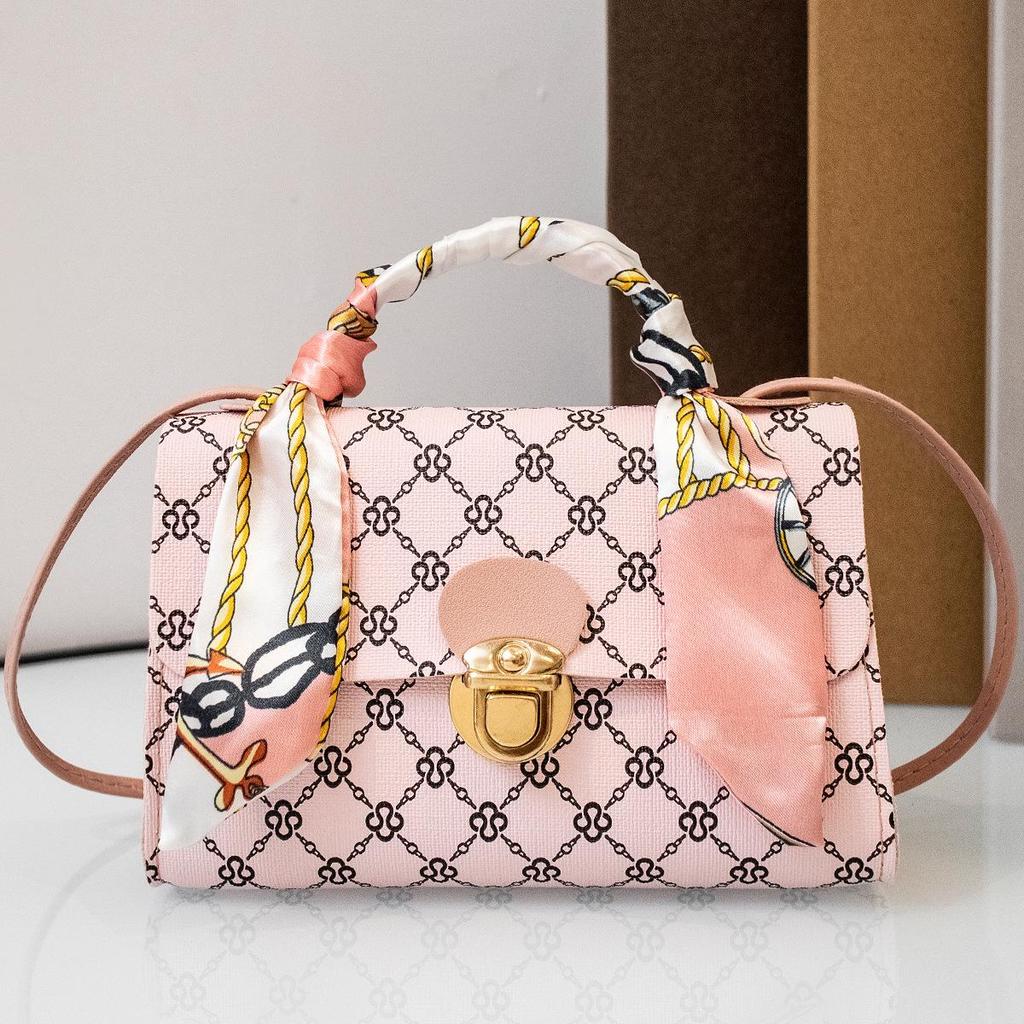 2022 New Retro Printed Silk Scarf One-Shoulder Crossbody Square Bag - Women's All-Match Casual Bag