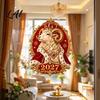Reusable Window Ornaments for Celebration 2027 Zodiac Sheep Static Glass Sticker PVC Cling Retro Palace Style No Glue Clings Home Decal Russian New