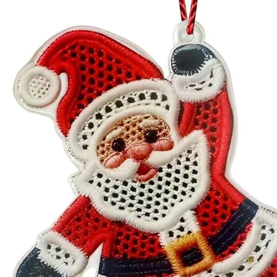Christmas Ornaments 2D Acrylic Snowman Santa Claus Pendant Stitching Textured Xmas Tree Hanging Decoration for Holiday Tree Party Decor