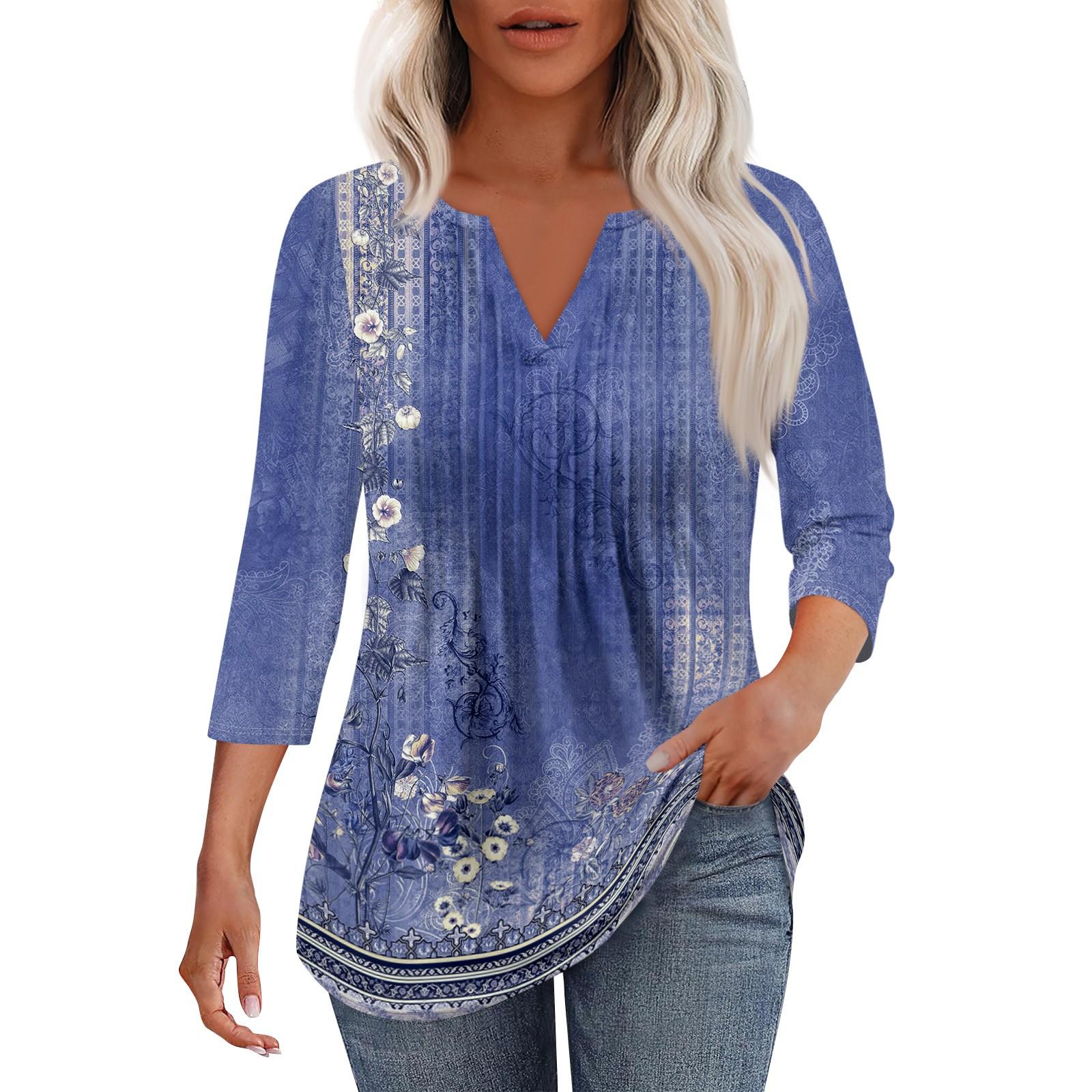 

Женская модная повседневная плиссированная футболка с V-образным вырезом и рукавом семь четвертей XXXL фиолетовый