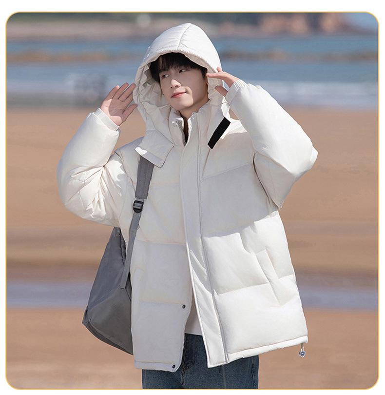 Cross-border E-commerce Fashion Couple's Short Down Jacket - White Duck Down, Windproof, Warm, Thick, Stand Collar, Winter Style