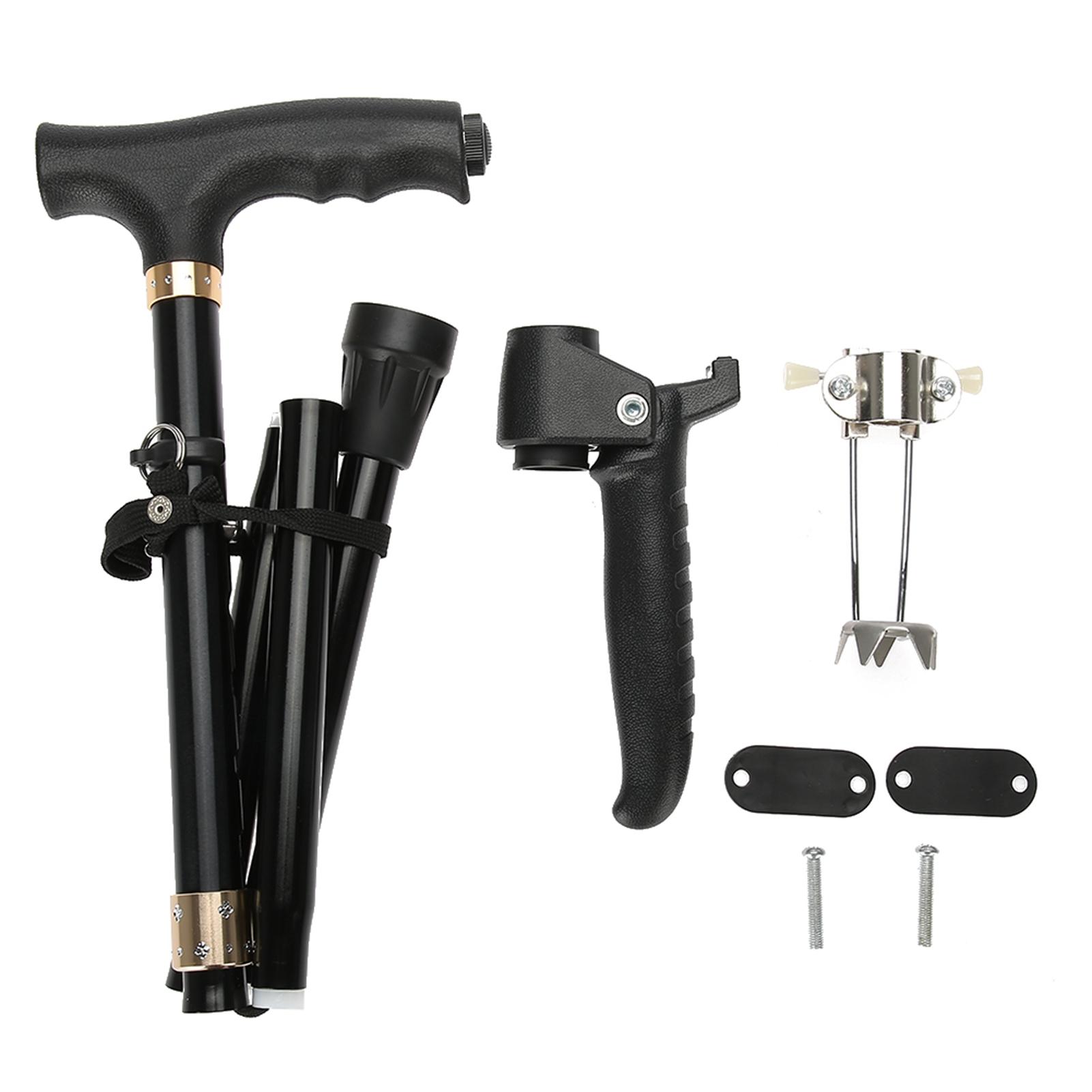 

Aluminum Alloy Folding Elderly Walking Stick Cane Crutch with Light for Climbing