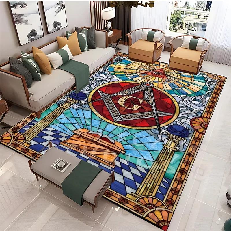 Masonic Illuminati Carpet Living Room Bedroom Sofa Coffee Yoga Rugs Kitchen Door Un-Slip Mats Alfombra Birthday Gift Poster Mat