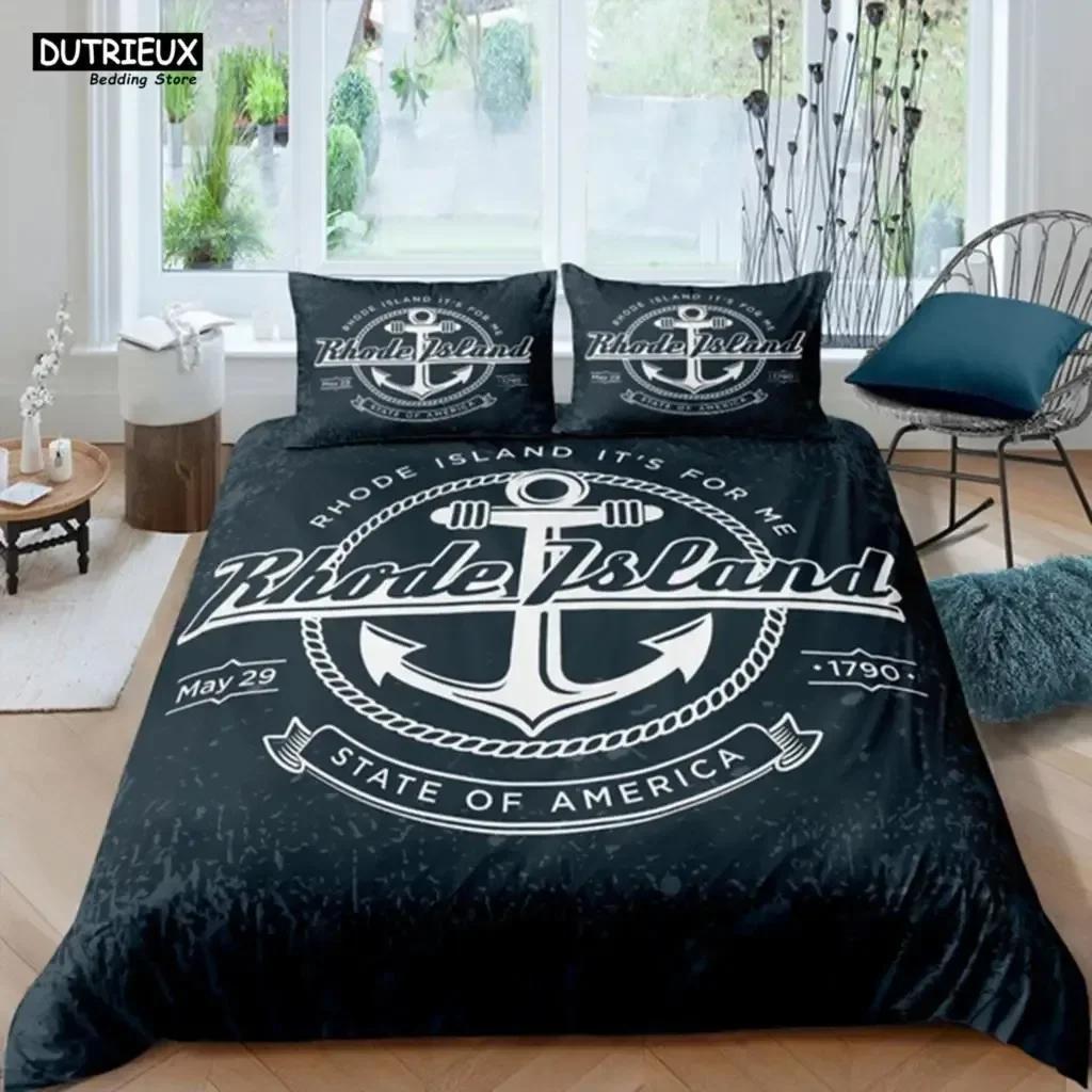 Premium 3D Nautical Anchor Beding Set Bedrom Soft Modern Bedspreads Comefortable Children Kids Soft Duvet Cover Comfortable Quilt Cover And Pilowcase