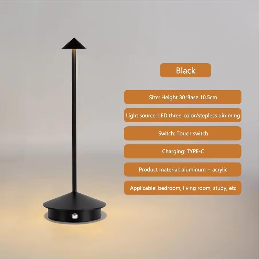 Cordless Table Lamp Touch Sensor Rechargeable Desktop Night Light LED Reading Lamp for Restaurant Hotel Bar Bedroom Decor Light