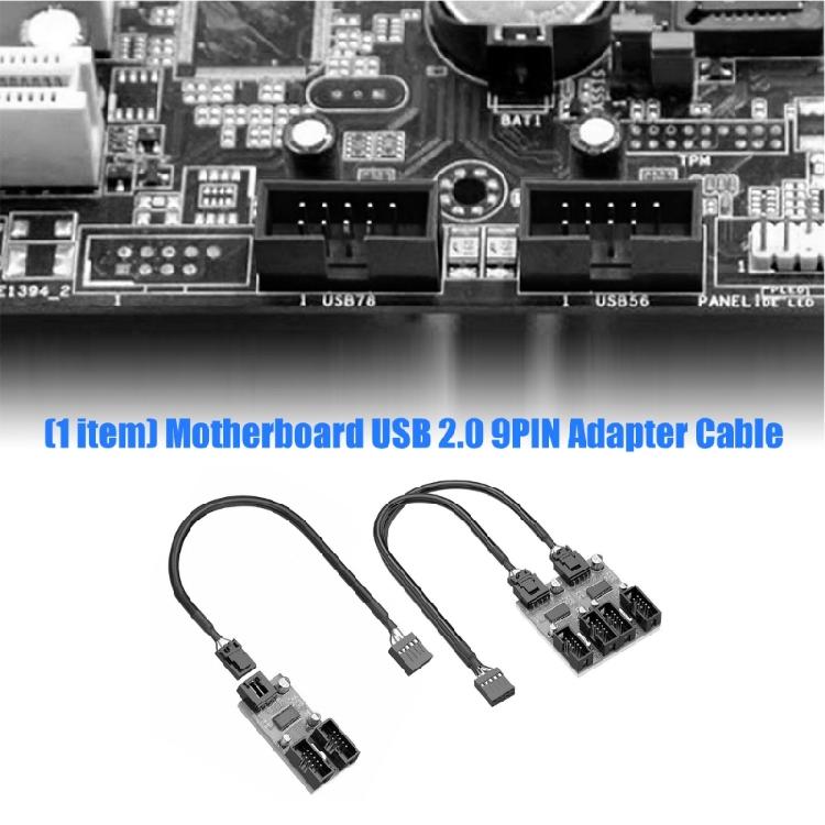 USB 2.0 9Pin Header Male to 2/4 9Pin Female Adapter Cable for Motherboards Internal Port Multiplication