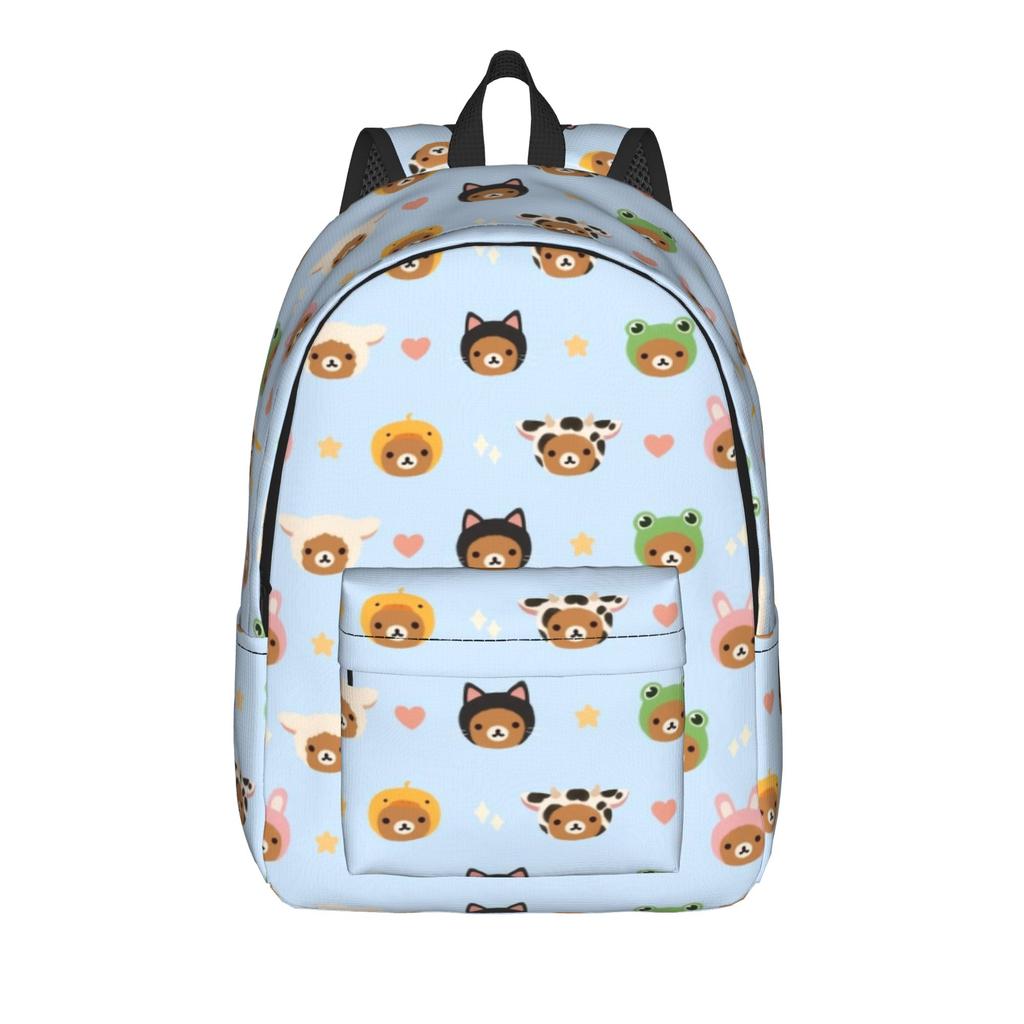 Rilakkumas Cartoon Backpack for Men Women Teenage Student Work Daypack Laptop Canvas Bags Outdoor