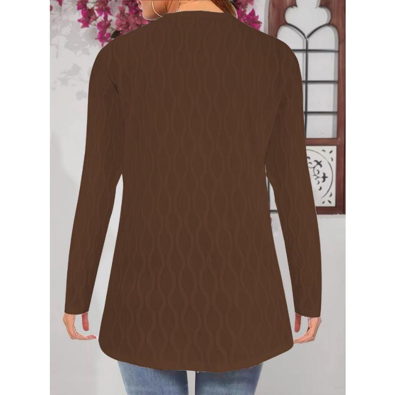 DAFIFY Damenmode, lässig, Herbst/Winter, einfarbig, mit Druck, lange Ärmel