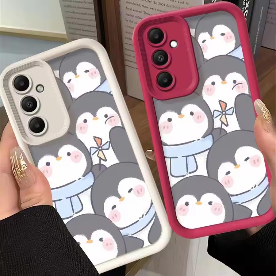 Cartoon Cute Penguin For Samsung Galaxy Case S24 S23 S22 S21 Ultra Plus Fe A55 A54 A53 A52 A35 A25 A15 A14 5G Phone Y2k Cover