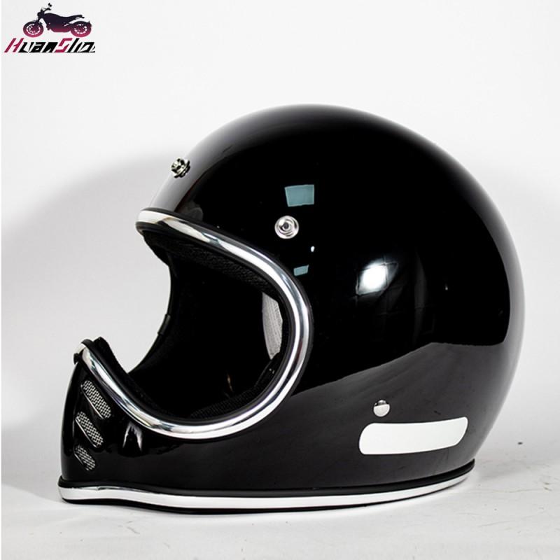 Vintage Japanese Style Full Face Motorcycle Helmet Fiberglass Cruiser Scooter Adult