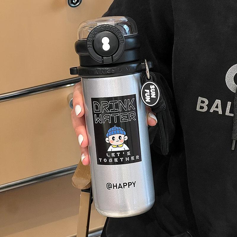 

Термокружка для девочек, стильная, с трубочкой, симпатичная детская кружка для воды, специальная бутылка для воды для школьников 480ml