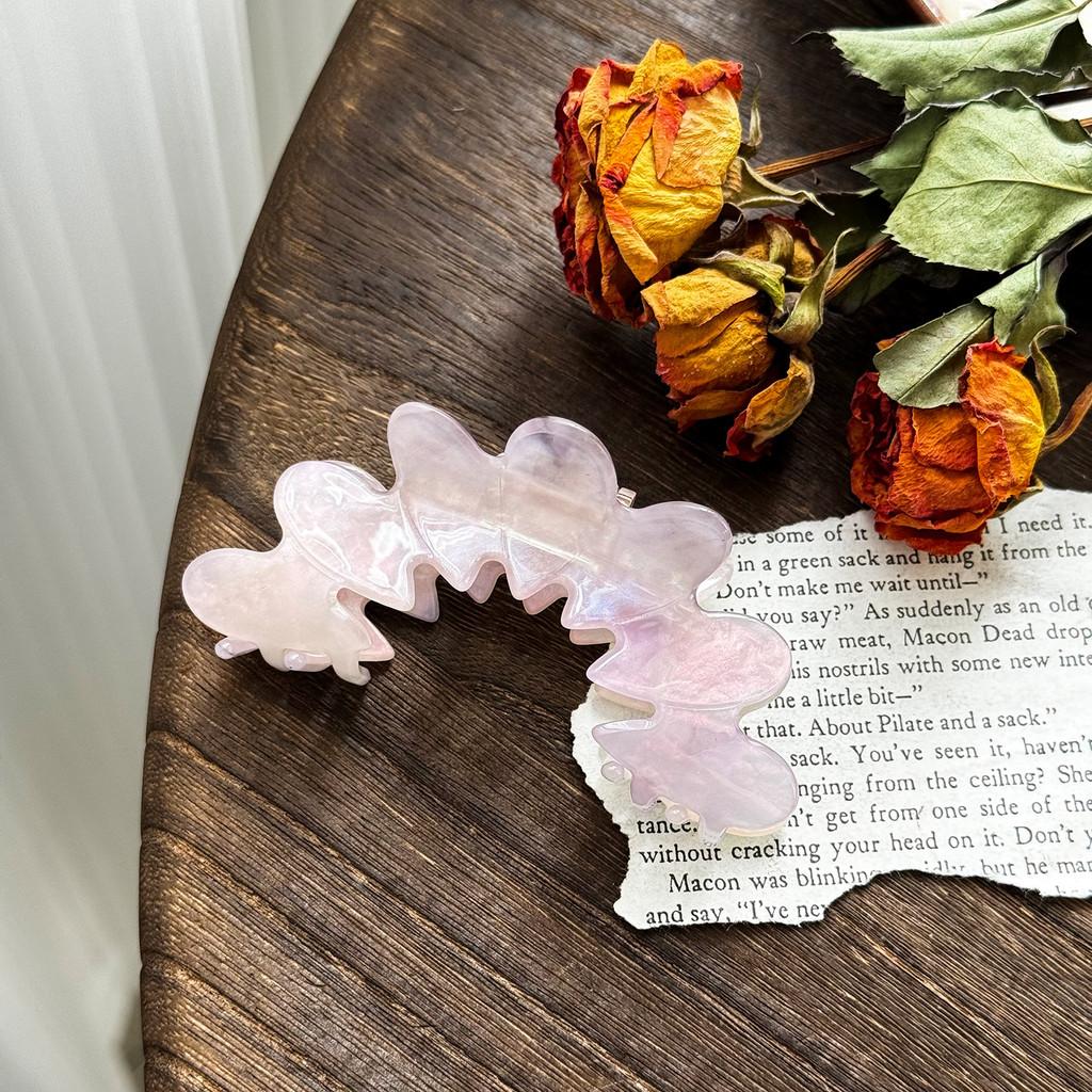 Chic Acetate Hair Claw Clips With Elegant Arched Design For Stylish Women s Hairstyles Colorful Light Pink