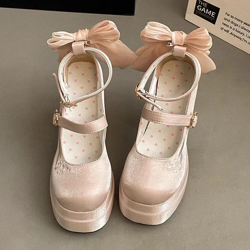 Fashion Night Club Platform Women Lolita Pumps Fashion Shallow High Heel Shoes 2025 Spring Autumn Ladies Outdoor Stripper Shoes