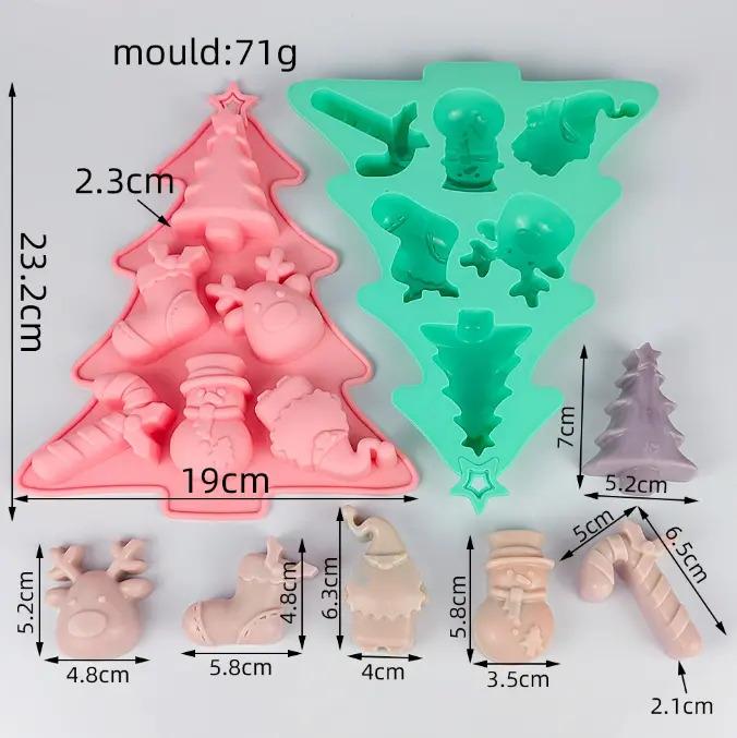 Christmas Silicone Mould with 6 Holes Pink