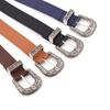 Vintage Style Solid Color PU Leather Wide Belt For Jeans Pants Dress Ladies Belt With Western Buckle