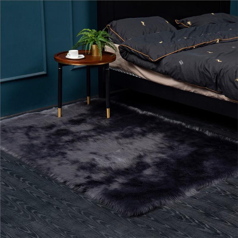 Nordic Style Plush Living Room Carpet - Cute Full Coverage Imitation Wool Rug for Bedroom & Sofa Area.