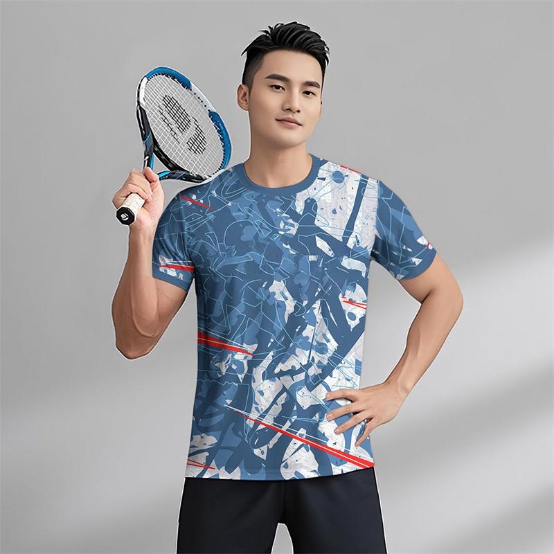 Men's Quick Drying Short Sleeve Sports T Shirt Fitness Running Tennis Sportswear T-shirts Summer Trendy Outdoor Breathable Tees