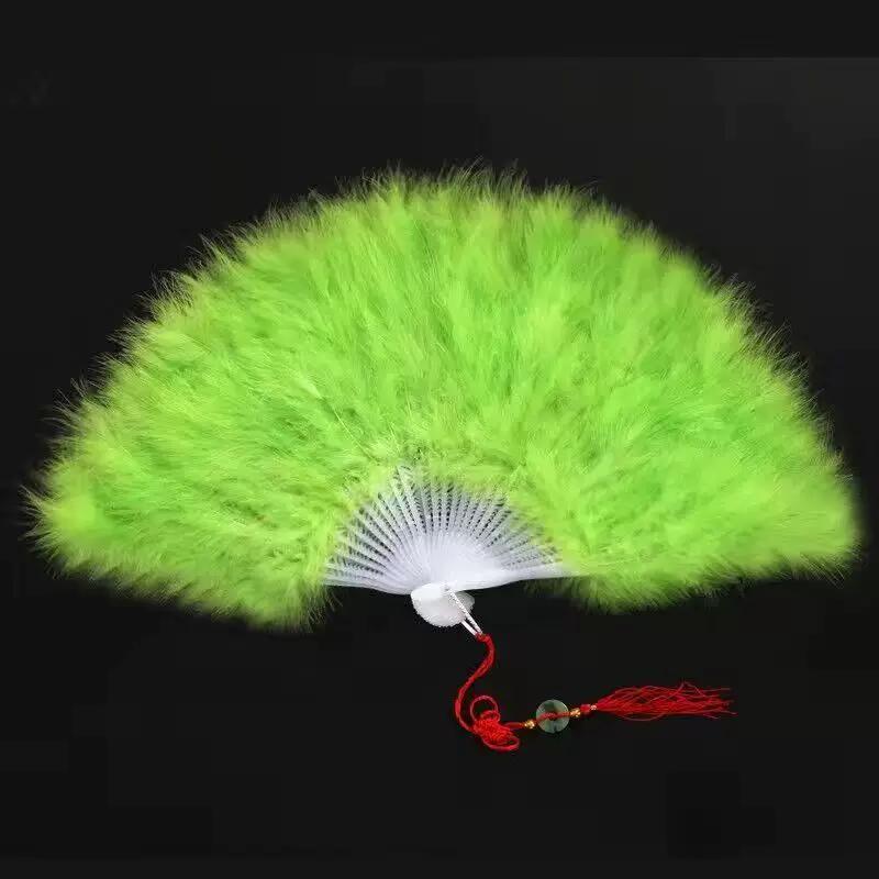 New Style Feather Fan Folding Fan for Qipao Performance Dance, Ancient Style Hanfu Women's Fan Dance