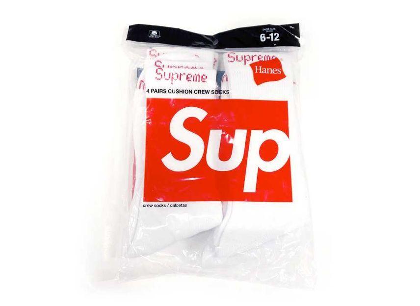 Supreme Hanes Crew Socks (4 Pack) White One-Size