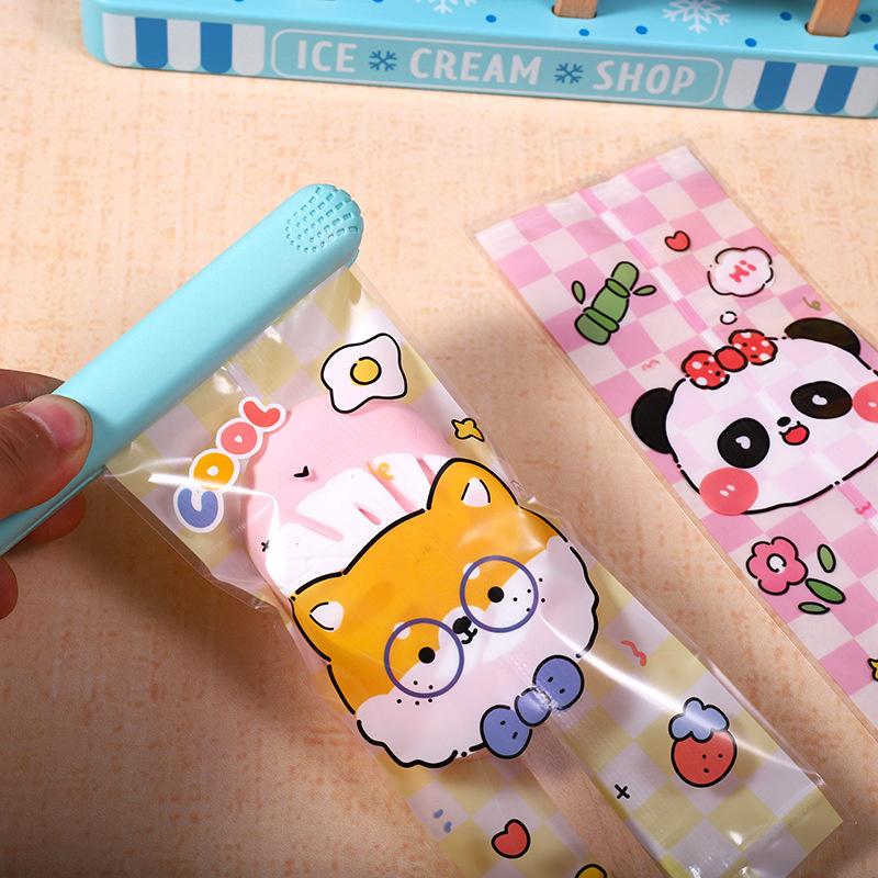 100Pcs Cartoon Food Grade Ice Cream Bags Disposable Self Sealing Bag Popsicle Protective Cover Storage Bag Packing Bag