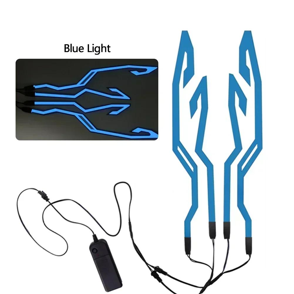 Waterproof Motorcycle Bike Helmet LED Cold Light Strip EL Sticker 4 Flashing Warning Lights Night Riding Helmet Kit