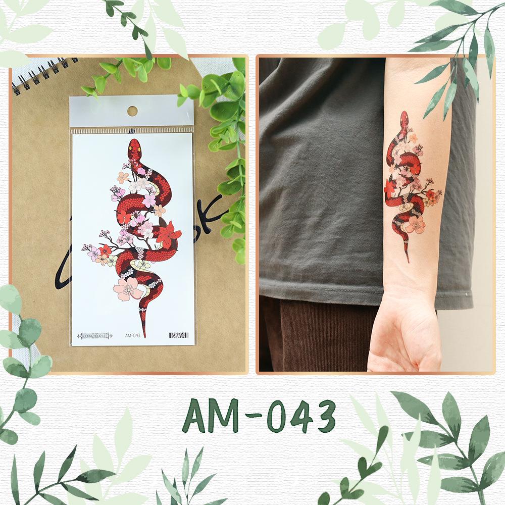 „Autocolante Tatuaj Temporar Șarpe cu Flori la Modă, Rezistente la Apă, pentru Bărbați și Femei - Design Cool, la Modă pentru Braț”