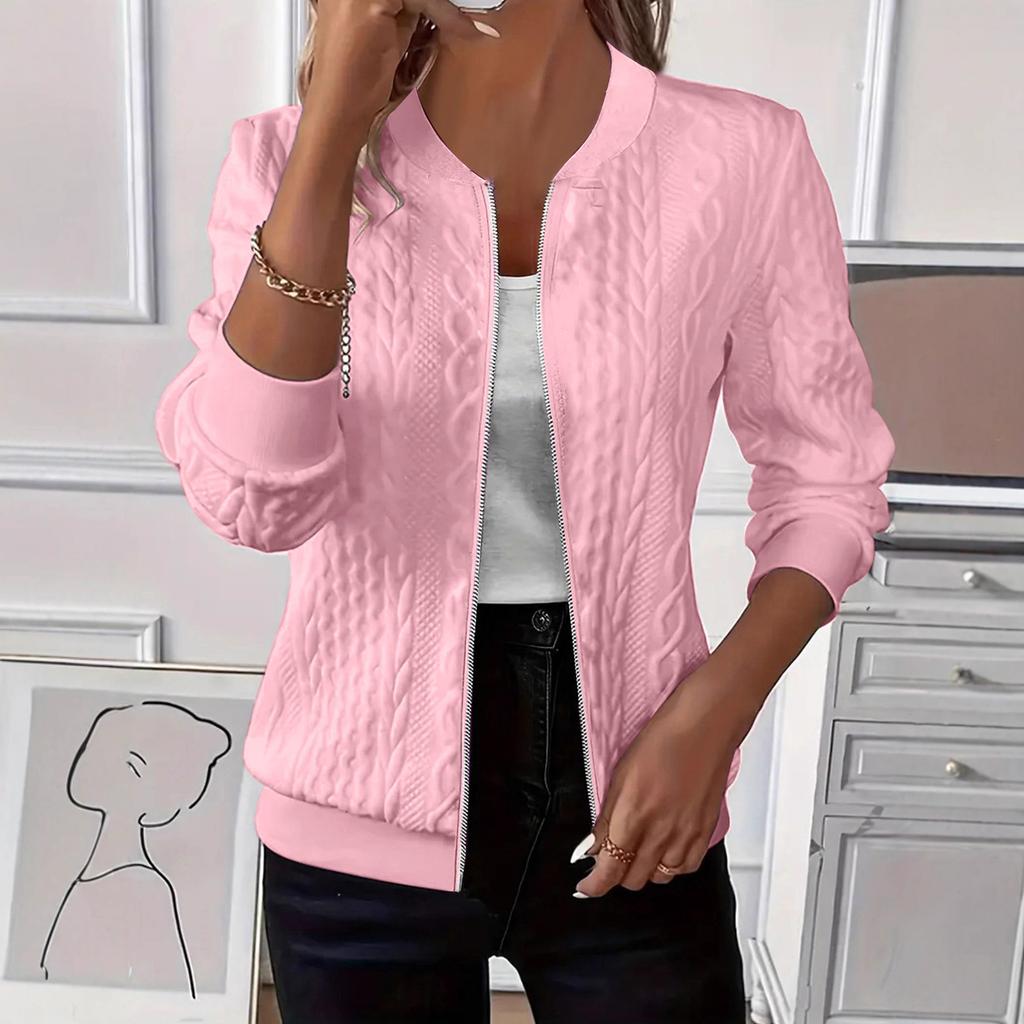 Veste Manteau Femme Couleur Unie Manches Longues Fermeture Éclair