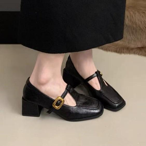 French retro student Mary Jane shoes women's 2026 spring and autumn new temperament thick heel commuting thick heel small leather shoes women