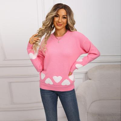 Winter New Large-sized Women's Sweater, Heart-shaped Long-sleeved Knitted Sweater