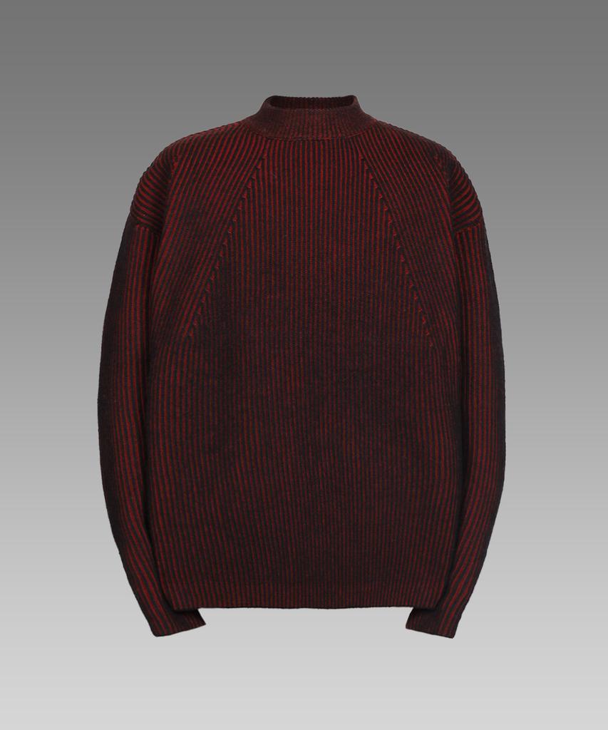 BOASTFIT Signature Oversized Striped Wool Knit Burgundy Black