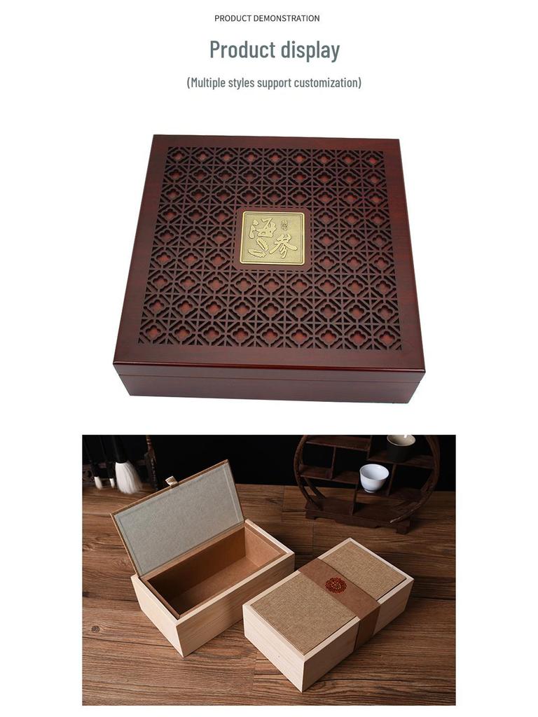 Vintage Solid Wood Rectangular Storage Box with Lid