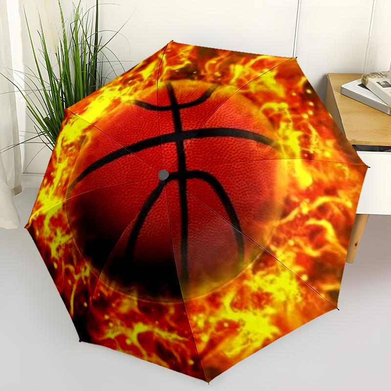 Sports Basketball King Folding Umbrella Auto-Open Design 8 Iron Ribs Plastic Handle Foldable Sunshade Perfect Christmas Gifts
