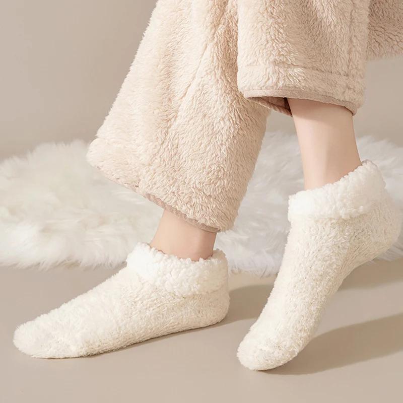 Womens Winter Slipper Socks Non Slip Grip Thermal Fuzzy Floor Socks Cozy Indoor Sleep Socks Thick Plush Fleece Lined Ankle Socks