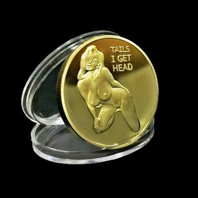 Tails I Get Head! Lucky Girl Funny Coins Gold Plated Coins Collection Arts Gifts Souvenir Coins