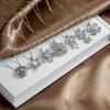 Elegant Hollow Flower with Zircon Pendant Necklace Stainless Steel Chain Jewelry Gifts for Women Teen Girls