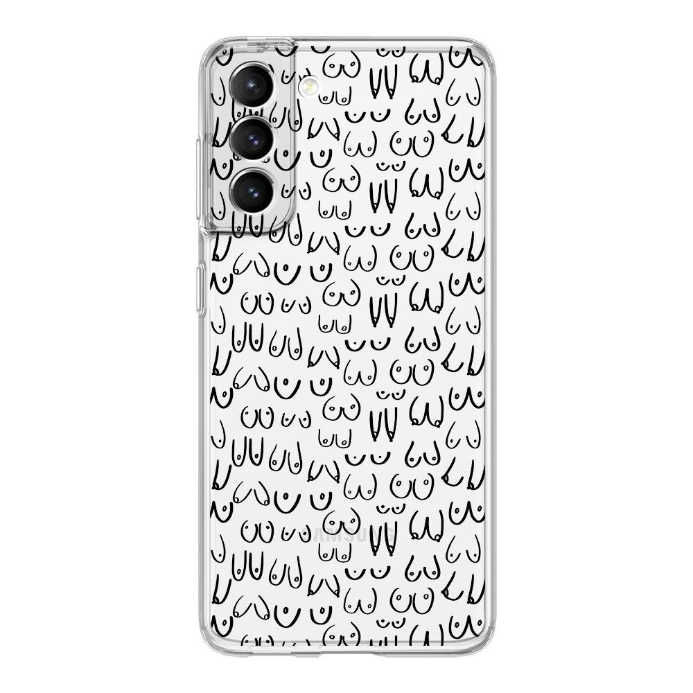 Boobs Art Print Phone Case For Samsung Galaxy S23 S22 Ultra S20 S21 FE 5G S10 S10E S9 S8 Plus 4G Soft Silicone Clear Back Cover