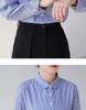Women's Slimming Long Sleeve Cotton Shirt, Blue Striped, 100% High-Density Cotton.