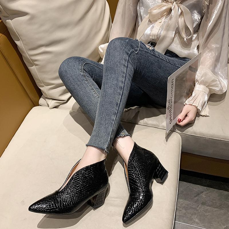 Fashion Women Boots 2024 New Women for Shoes Casual Pumps Short Boots Sexy High Heels Pointed V-mouths Ladies Dress Breathable Shoes