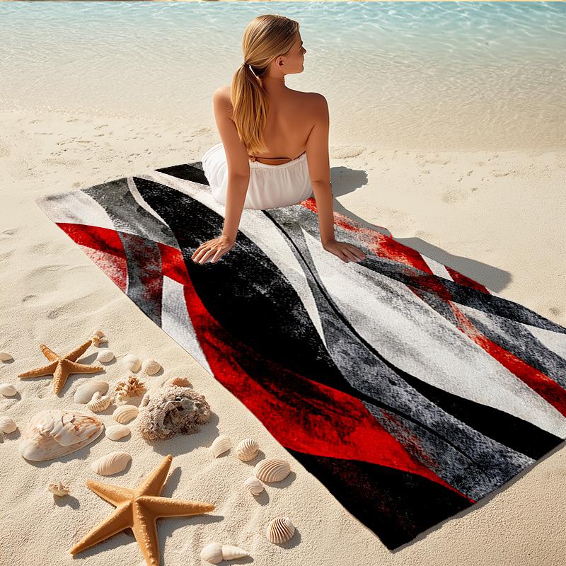 1Pc Abstract Flame Beach Towel, Quick Dry, Multi-Use for Beach Pool Gym Yoga Home Travel, Christmas, Halloween, Xmas Gift M92831