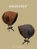 Double-sided stacking hats can be worn, autumn and winter retro high-end baotou hats, confinement, postpartum comfort and warmth, plaid cold hats