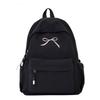 Mochila Bordada con Lazo Portátil para Niñas Color Sólido Nylon Mochila Escolar para Estudiantes Gran Capacidad Ligera Mochila de Viaje