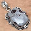 Pendant Rock Calsi Gemstone Handicraft Valentine'Day Gift Silver Jewelry 2.5"