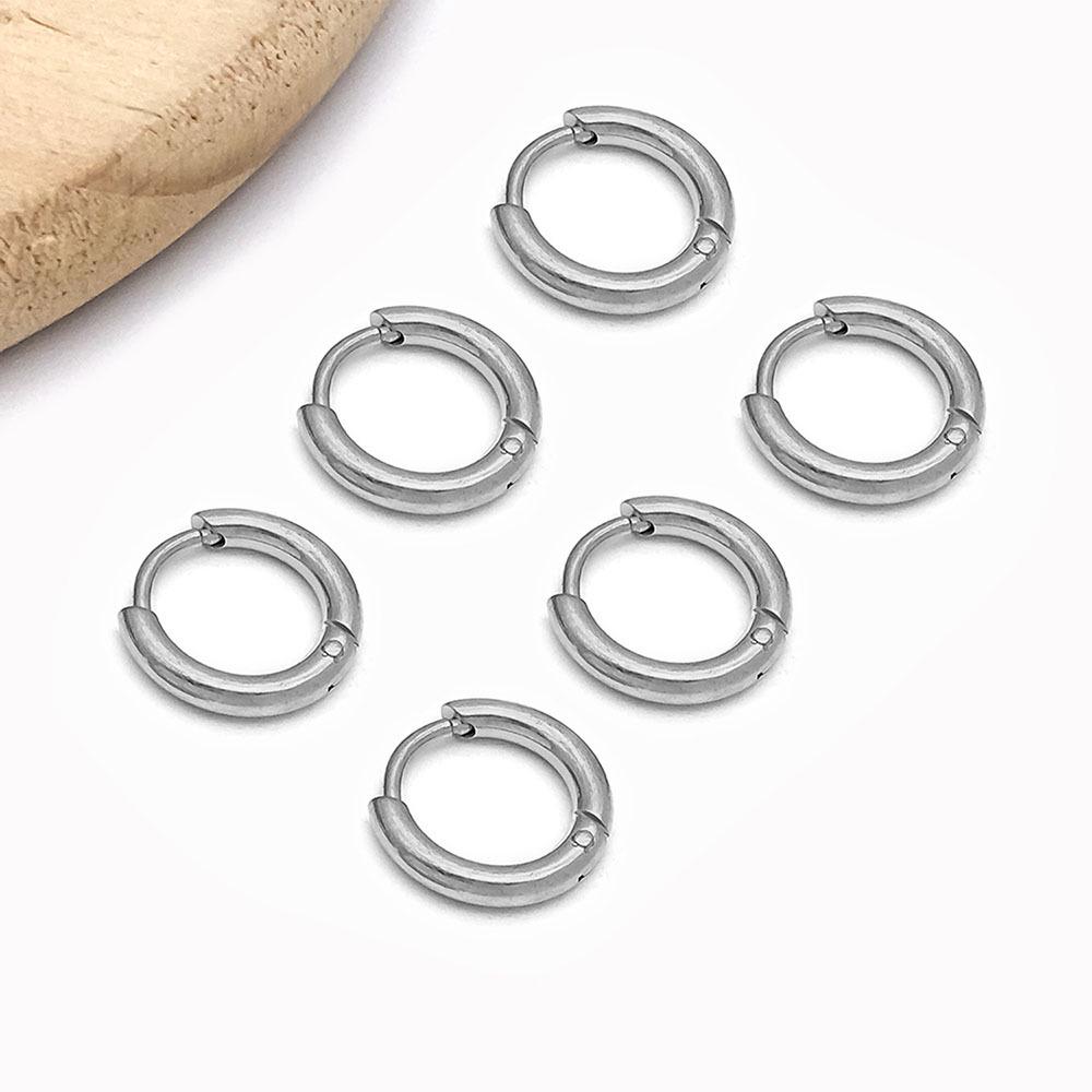 Gold and Silver Stainless Steel Round Hoop Earrings with Dangle Pendant Charms