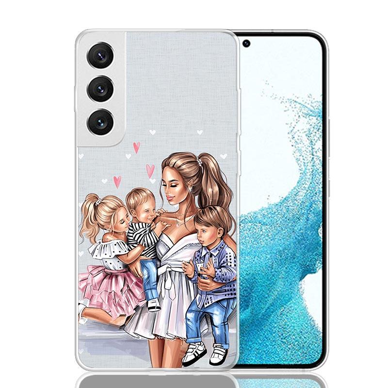 Mom Baby Girls Case Phone Cover for Samsung Galaxy S24 S25 Ultra S23 Plus S22 + S21 S20 FE S10 S25Plus Trend Fundas S24 Ultra S2